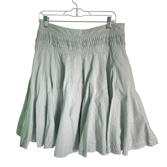 Ted Baker Light Blue Gray Cotton Skirt Beaded Lace A-Line Flare Skirt US Size 8 - Picture 1 of 9